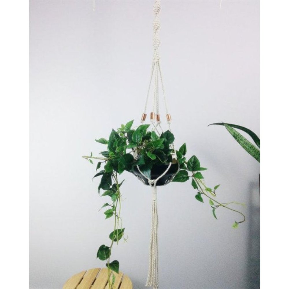 Macrame plant hanger hanging planter copper